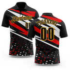 Custom Black White Red-Gold Esports Performance Polo Shirt