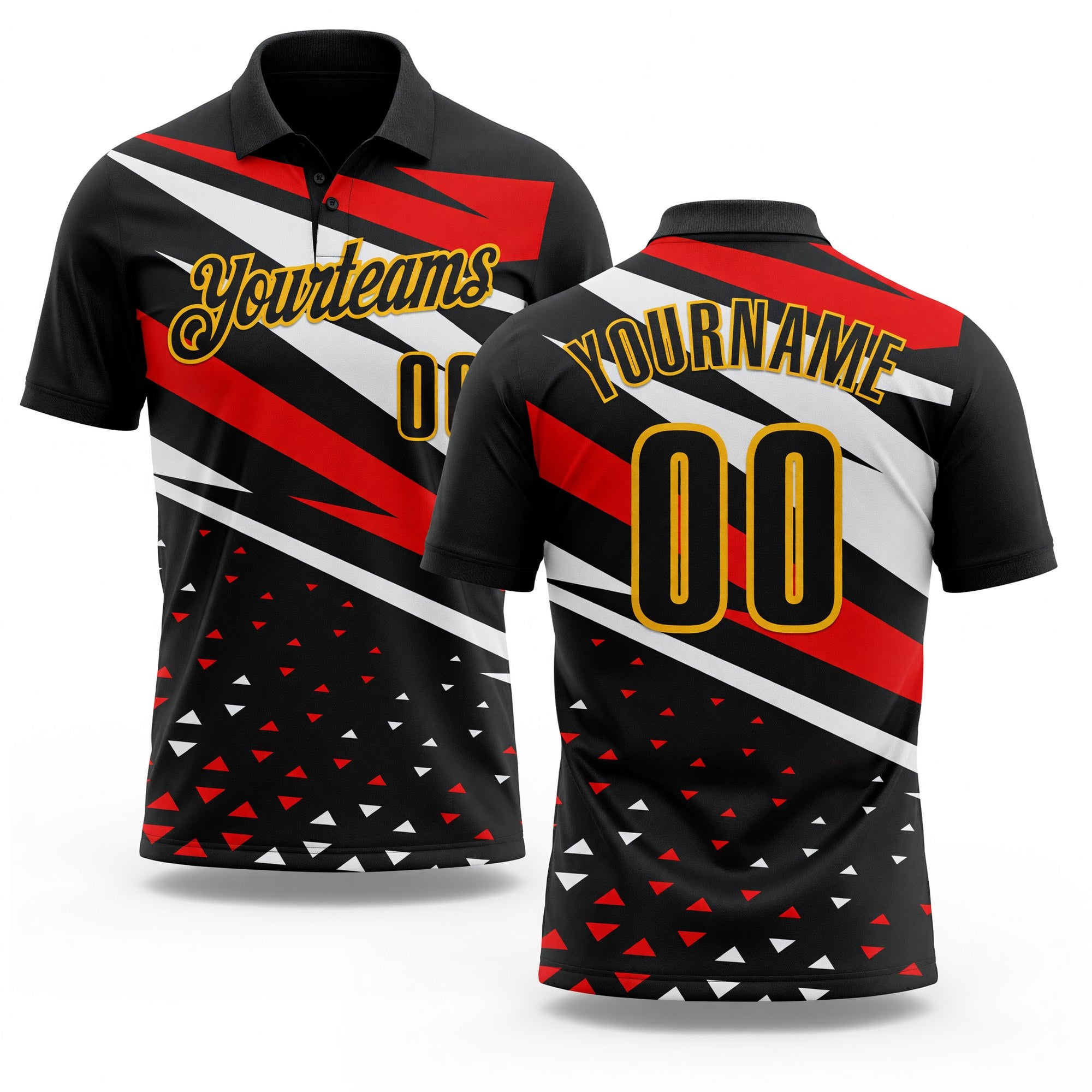 Custom Black White Red-Gold Esports Performance Polo Shirt