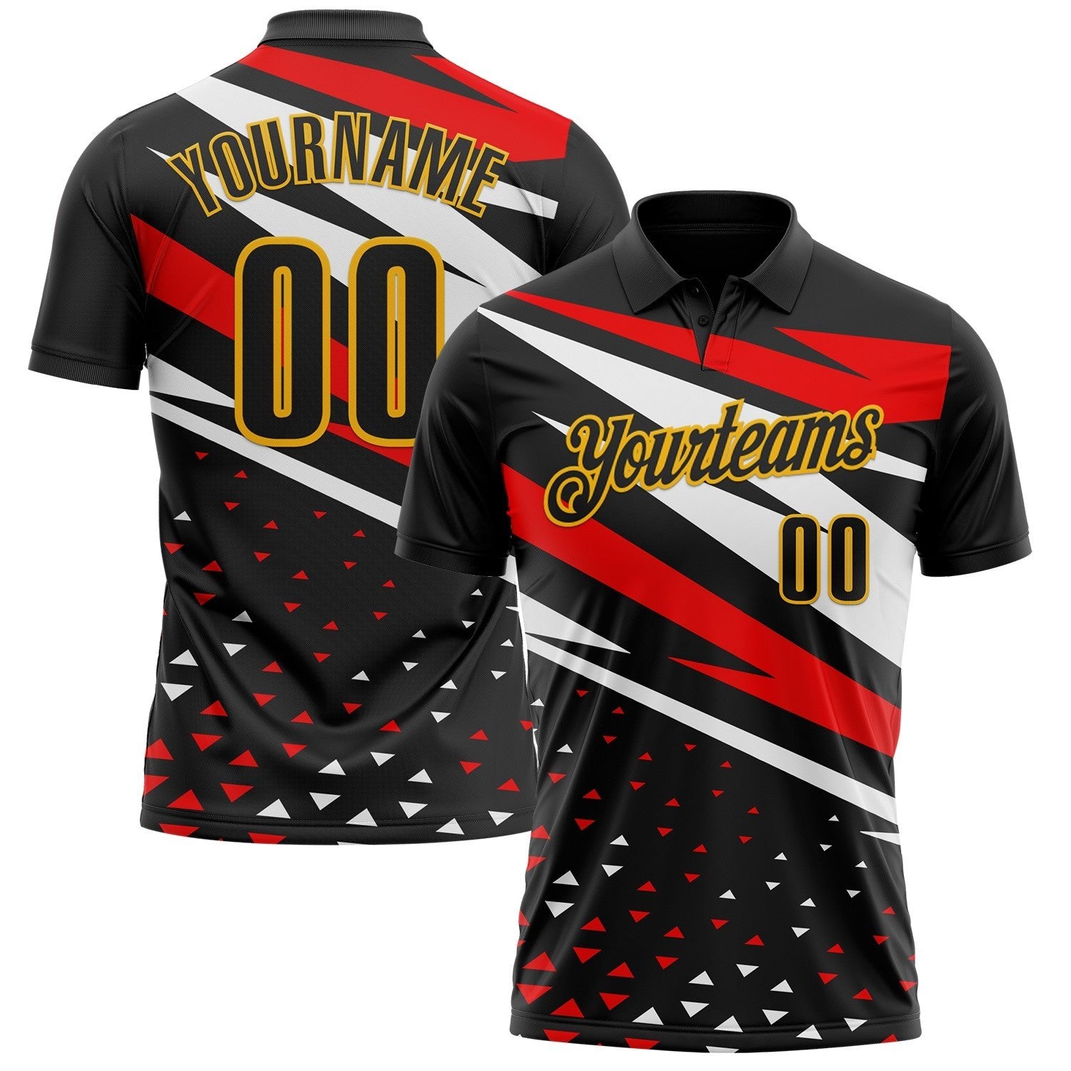 Custom Black White Red-Gold Esports Performance Polo Shirt photo 1