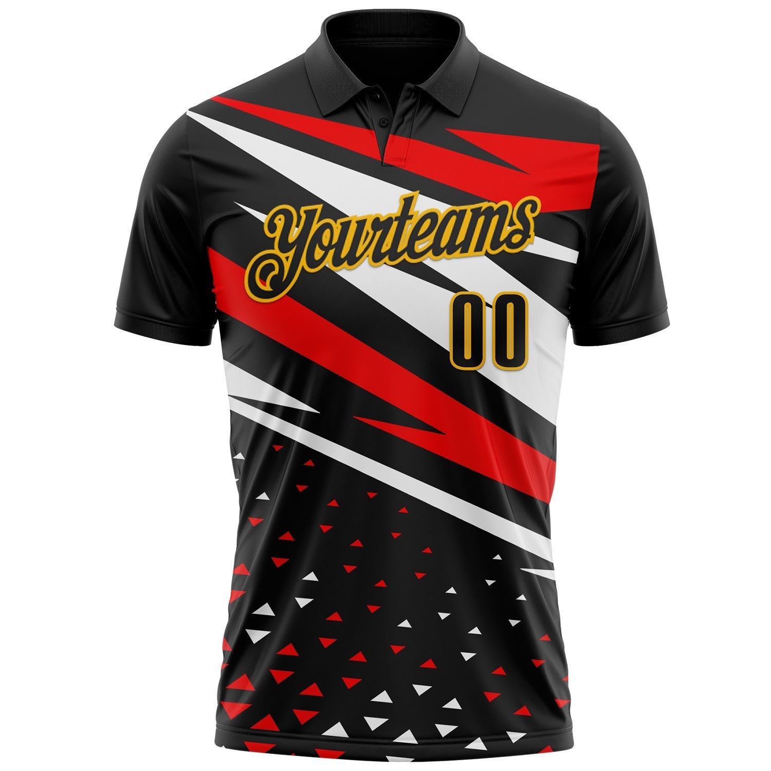 Custom Black White Red-Gold Esports Performance Polo Shirt photo 2