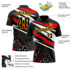 Custom Black White Red-Gold Esports Performance Polo Shirt photo 3