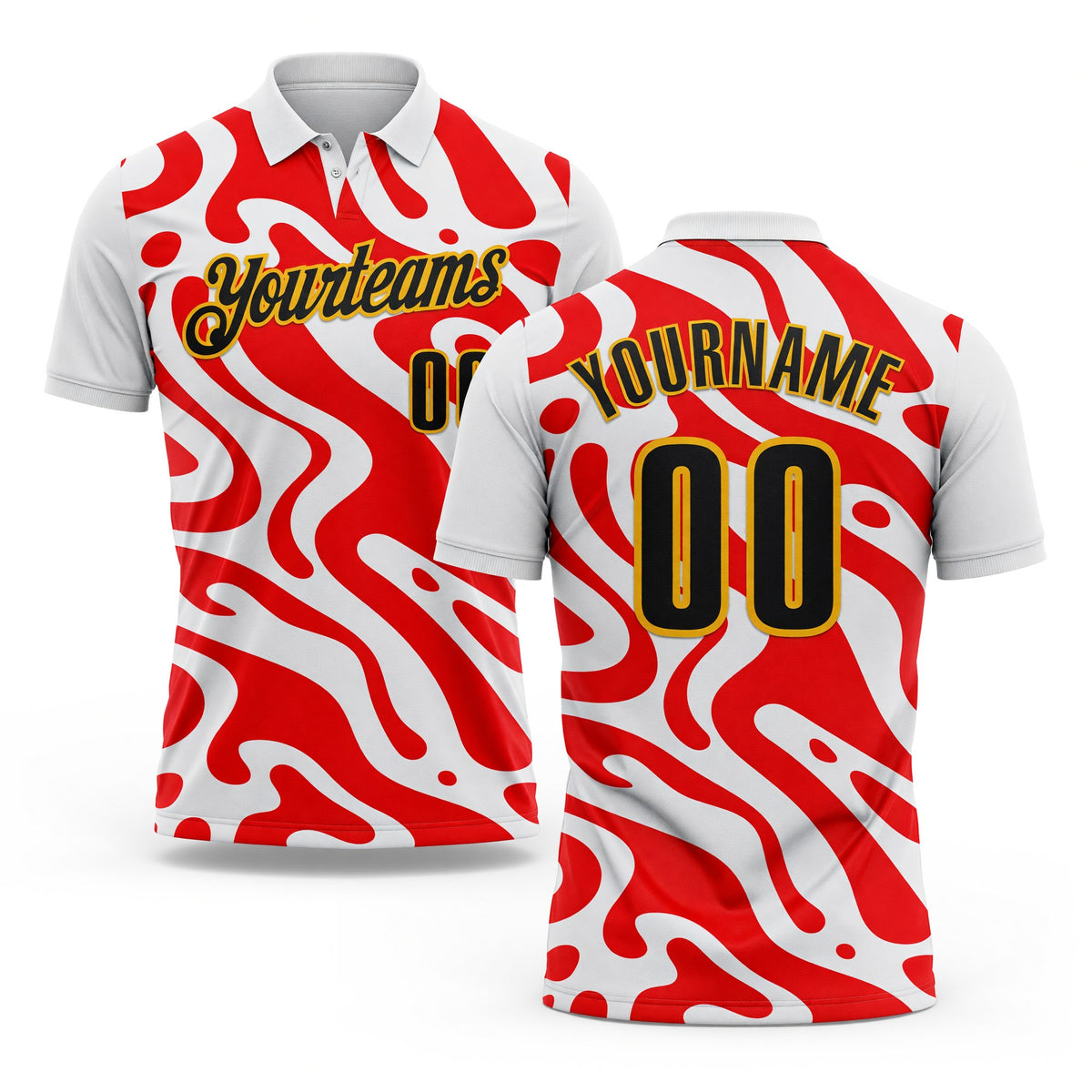 Custom White Black Red-Gold Esports Performance Polo Shirt