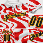 Custom White Black Red-Gold Esports Performance Polo Shirt detail
