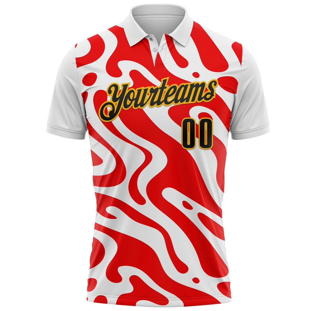 Custom White Black Red-Gold Esports Performance Polo Shirt photo 2