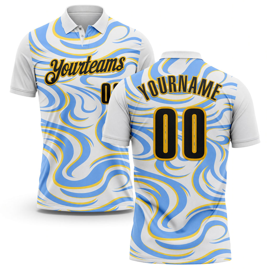 Custom White Black Blue-Gold Esports Performance Polo Shirt