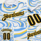 Custom White Black Blue-Gold Esports Performance Polo Shirt detail