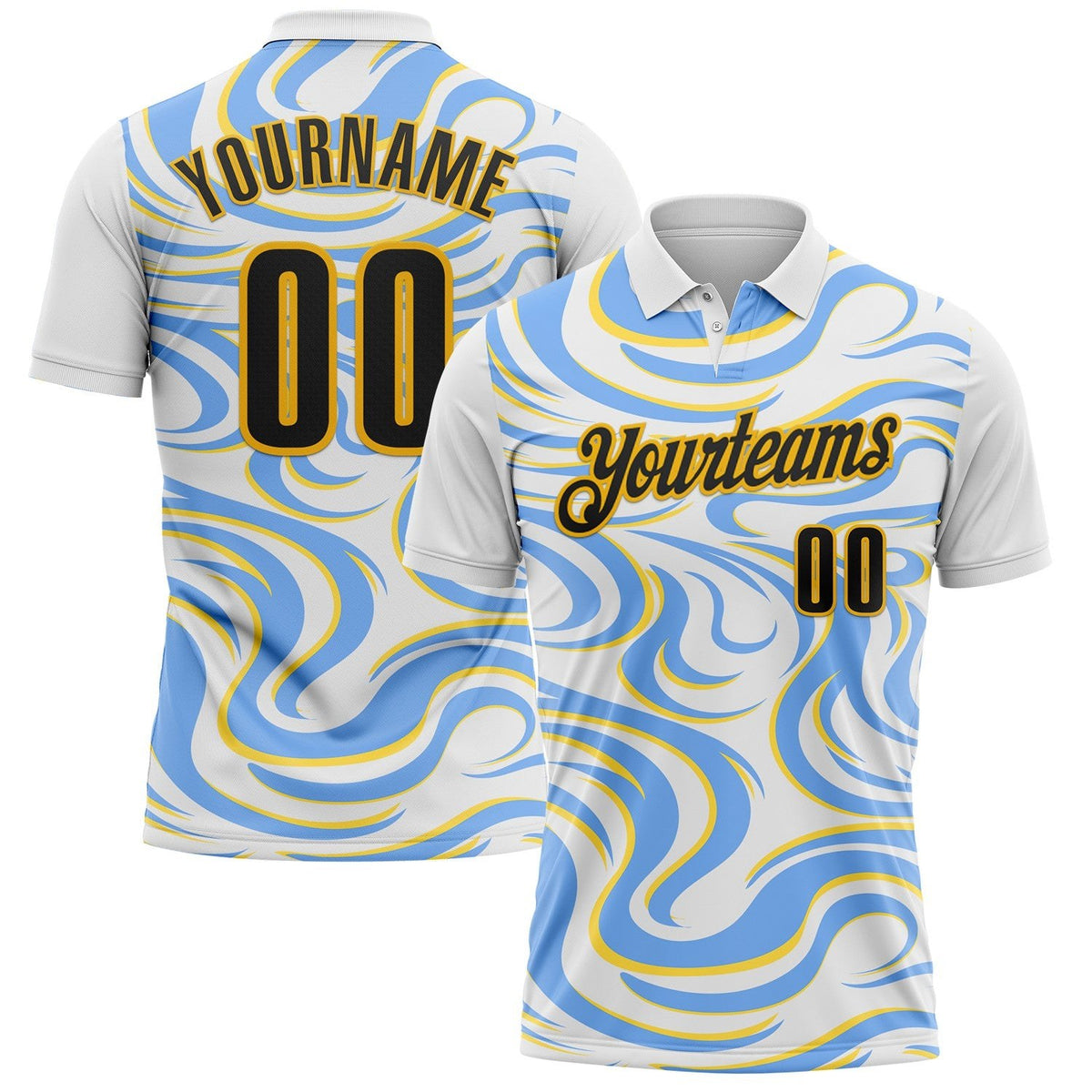 Custom White Black Blue-Gold Esports Performance Polo Shirt photo 1