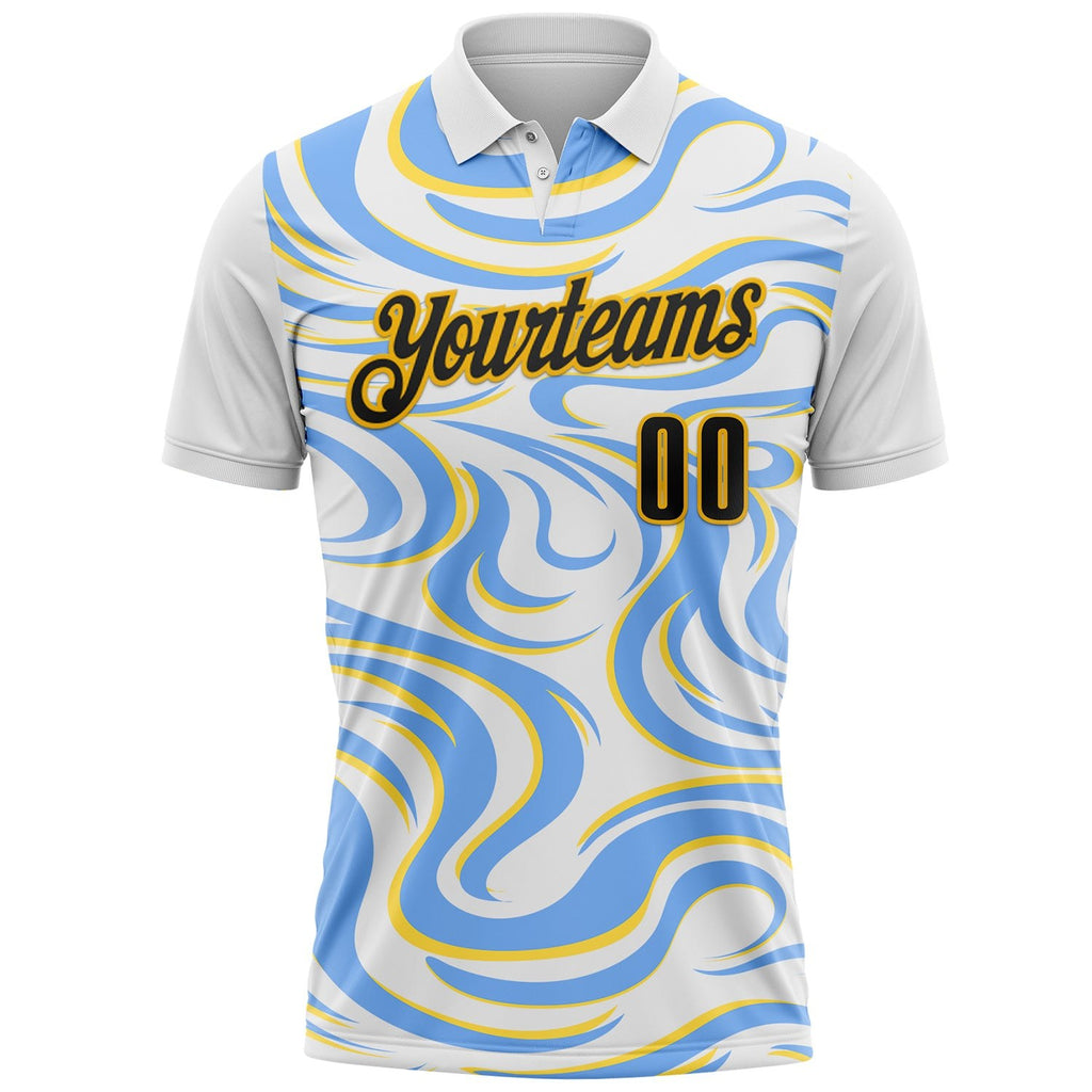 Custom White Black Blue-Gold Esports Performance Polo Shirt photo 2