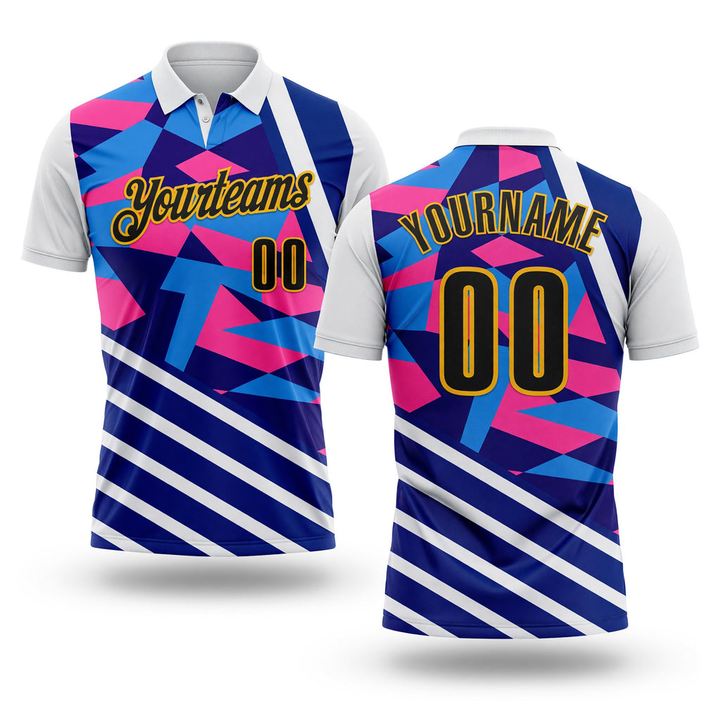 Custom White Black Dark Purple Pink-Gold Esports Performance Polo Shirt