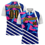 Custom White Black Dark Purple Pink-Gold Esports Performance Polo Shirt photo 1