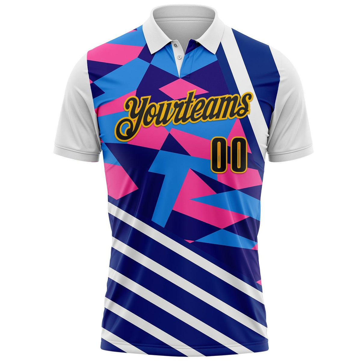 Custom White Black Dark Purple Pink-Gold Esports Performance Polo Shirt photo 2