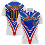 Custom White Black Red Thunder Blue-Gold Esports Performance Polo Shirt photo 1