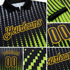 Custom Black Gray Neon Green-Gold Esports Performance Polo Shirt detail