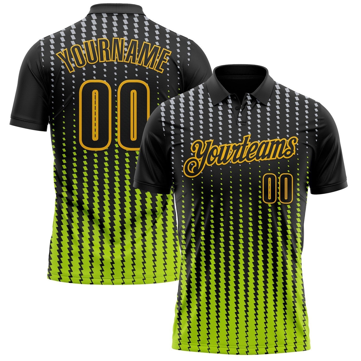 Custom Black Gray Neon Green-Gold Esports Performance Polo Shirt photo 1