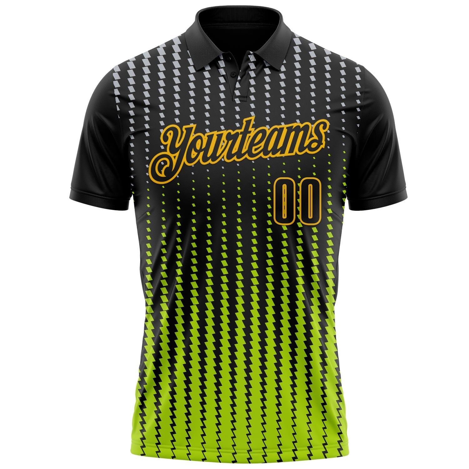 Custom Black Gray Neon Green-Gold Esports Performance Polo Shirt photo 2