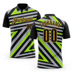 Custom Black Gray Neon Green-Gold Esports Performance Polo Shirt