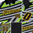 Custom Black Gray Neon Green-Gold Esports Performance Polo Shirt detail