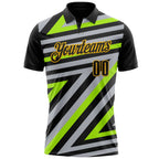 Custom Black Gray Neon Green-Gold Esports Performance Polo Shirt photo 2