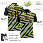 Custom Black Gray Neon Green-Gold Esports Performance Polo Shirt photo 3