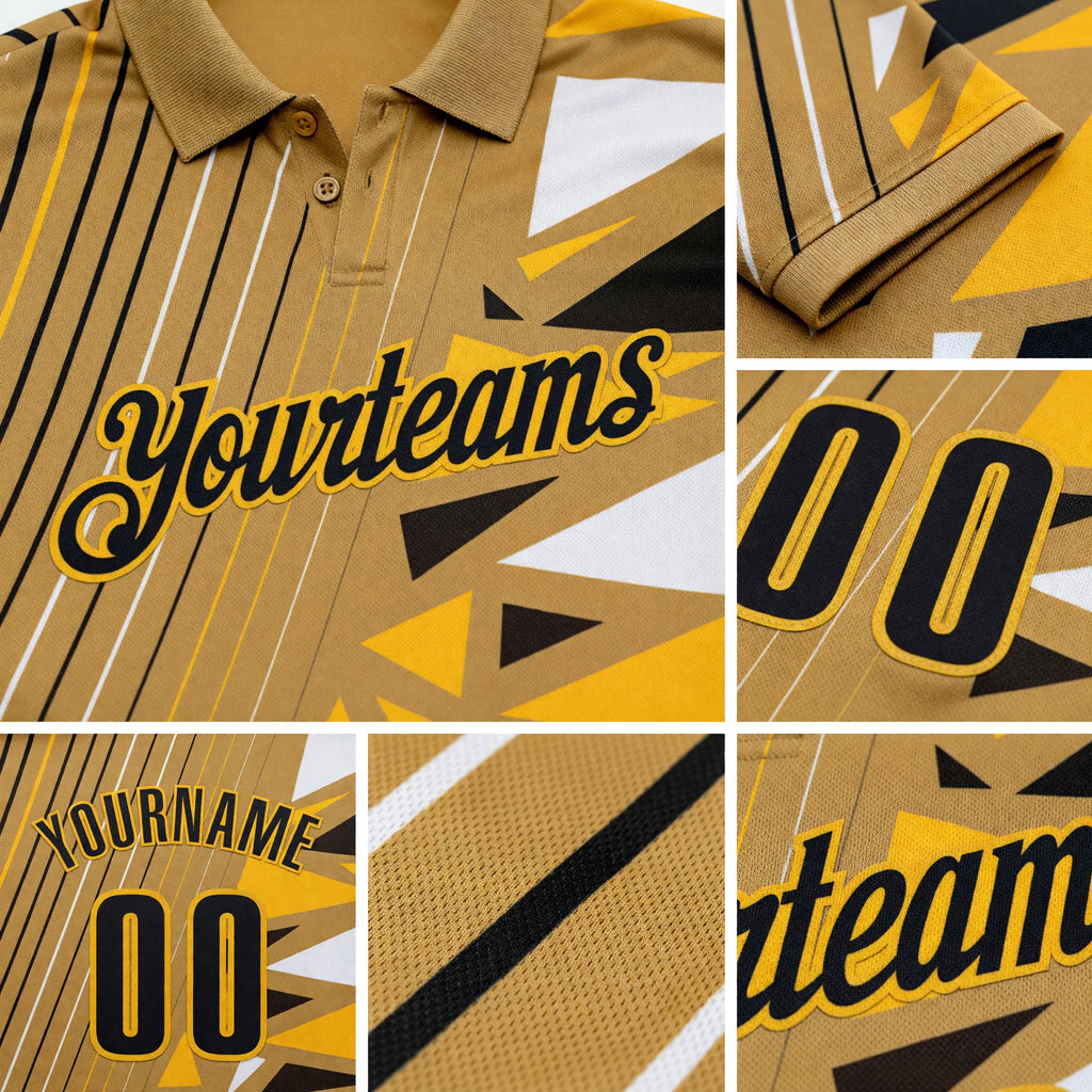 Custom Old Gold Black-Gold Esports Performance Polo Shirt detail