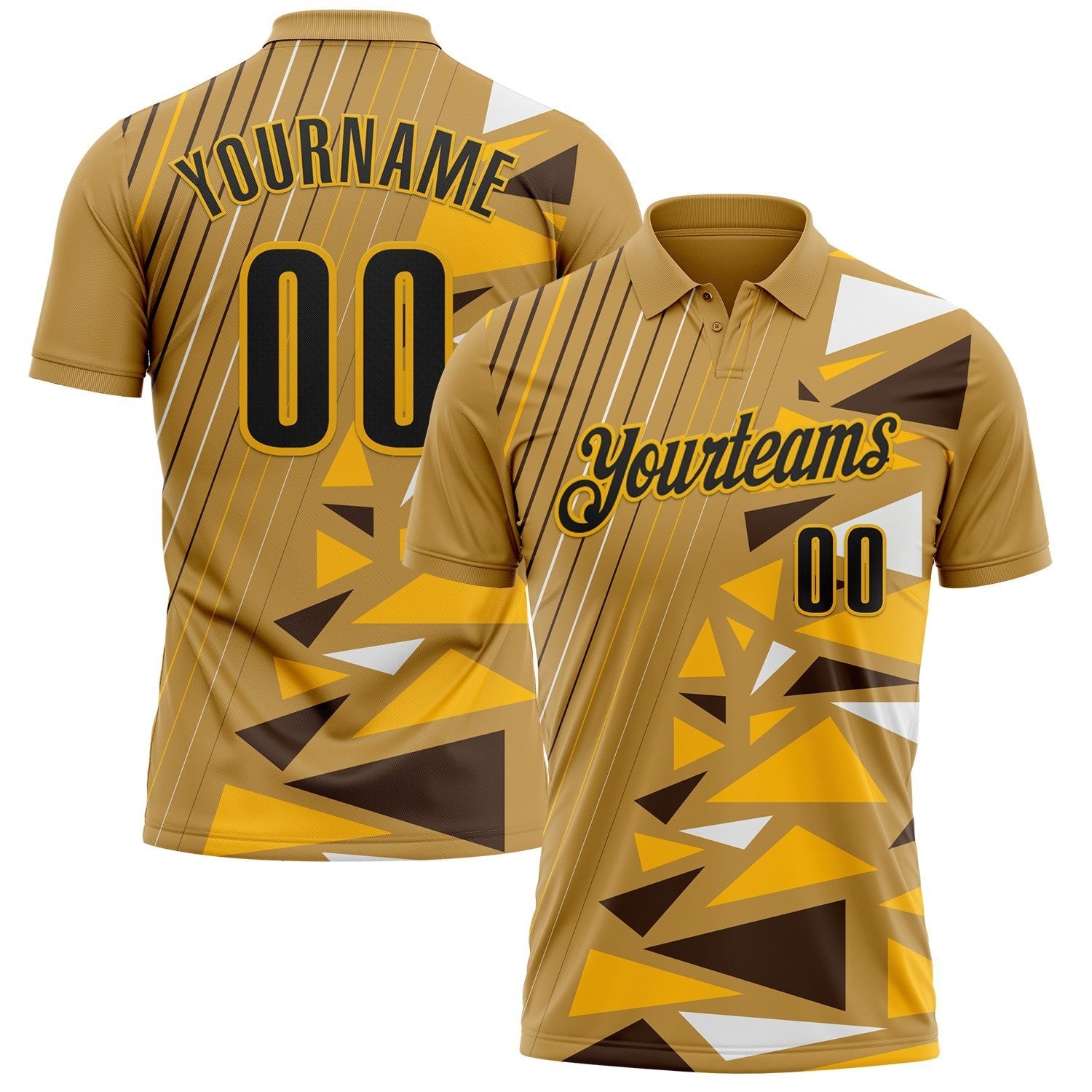 Custom Old Gold Black-Gold Esports Performance Polo Shirt photo 1
