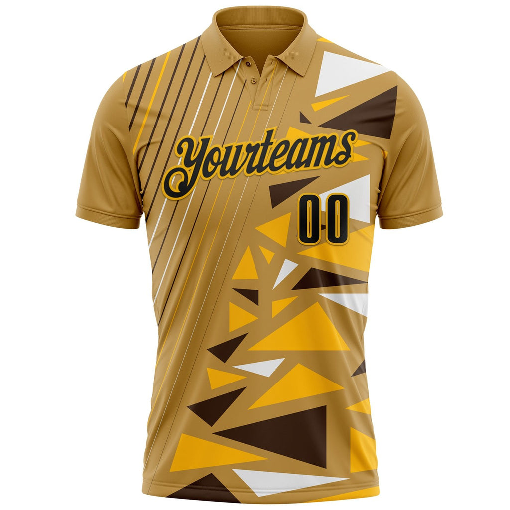 Custom Old Gold Black-Gold Esports Performance Polo Shirt photo 2