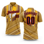 Custom Old Gold Black Gold-Fire Red Esports Performance Polo Shirt