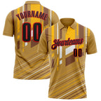 Custom Old Gold Black Gold-Fire Red Esports Performance Polo Shirt photo 1