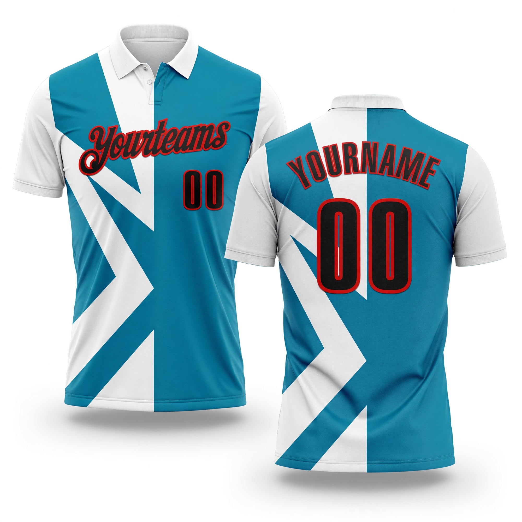 Custom White Black Blue-Fire Red Esports Performance Polo Shirt