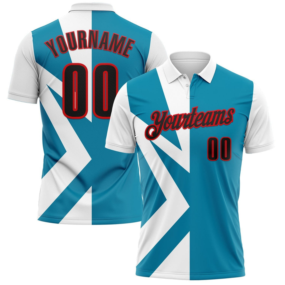 Custom White Black Blue-Fire Red Esports Performance Polo Shirt photo 1