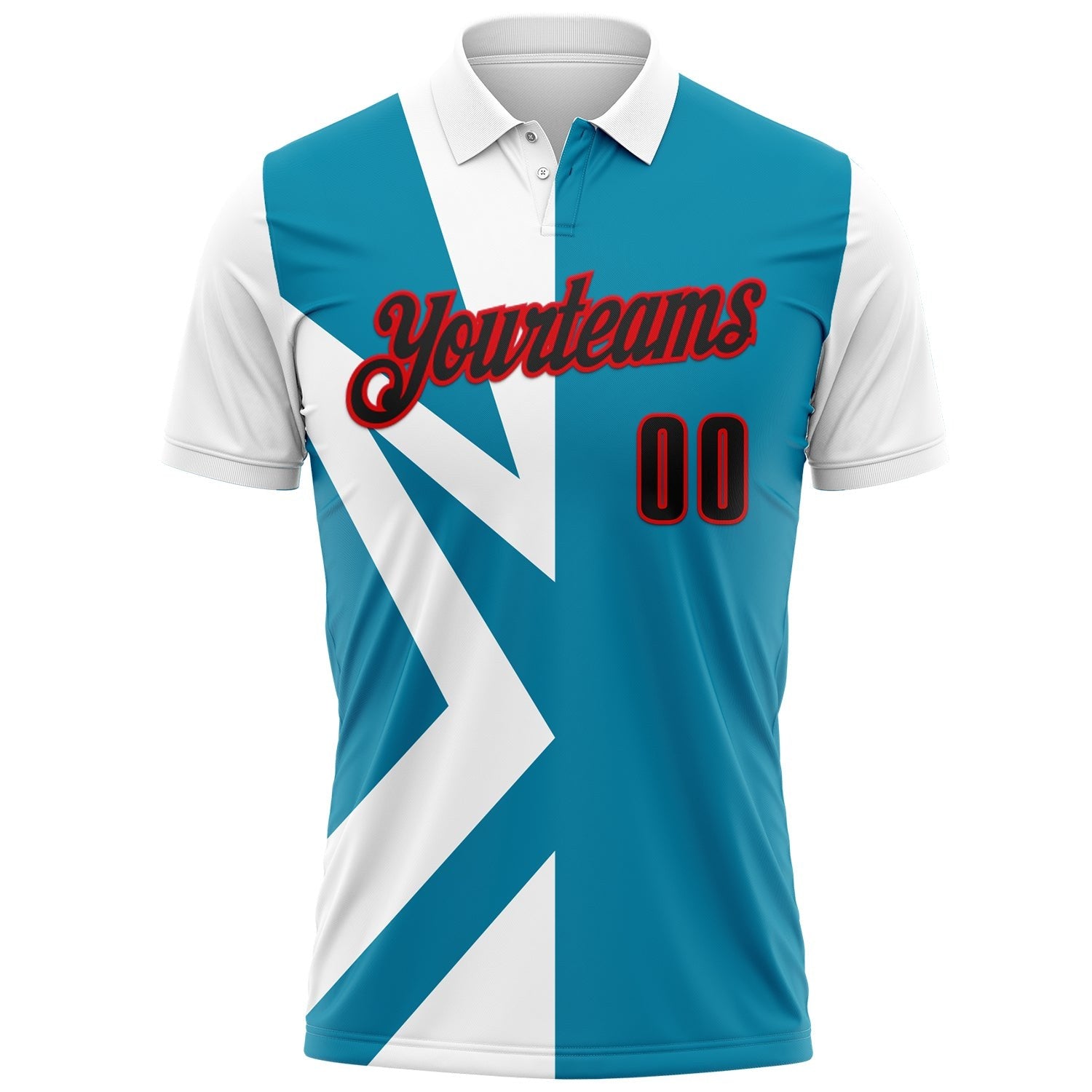 Custom White Black Blue-Fire Red Esports Performance Polo Shirt photo 2