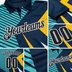 Custom Blue Black Yellow-White Esports Performance Polo Shirt detail