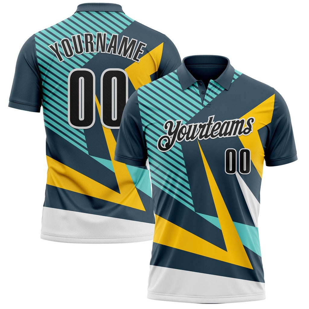 Custom Blue Black Yellow-White Esports Performance Polo Shirt photo 1