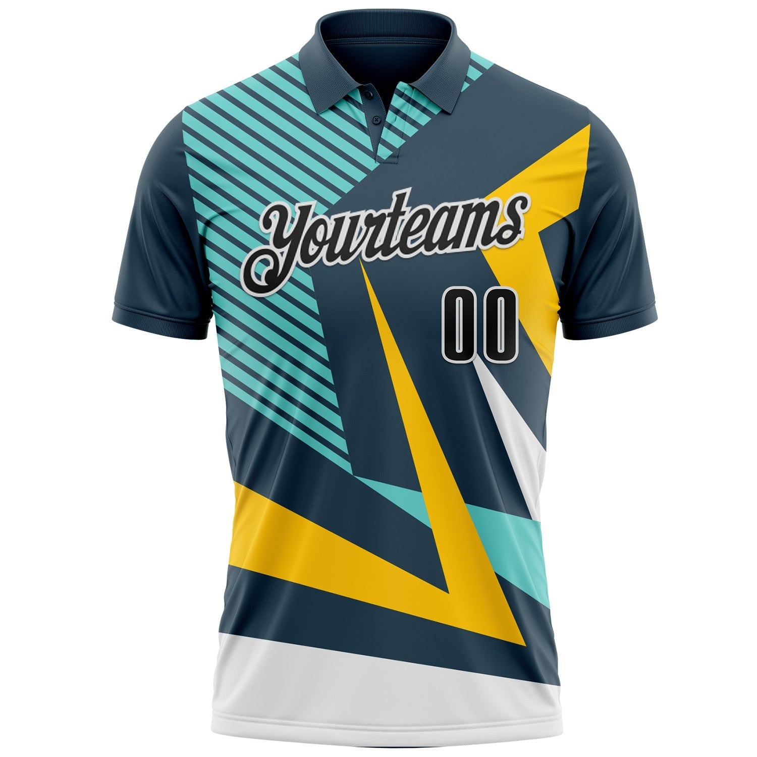 Custom Blue Black Yellow-White Esports Performance Polo Shirt photo 2