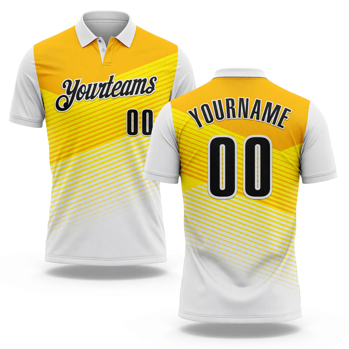 Custom White Black-Yellow Esports Performance Polo Shirt