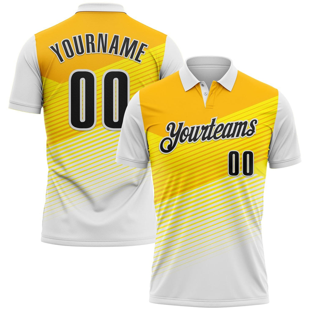 Custom White Black-Yellow Esports Performance Polo Shirt photo 1