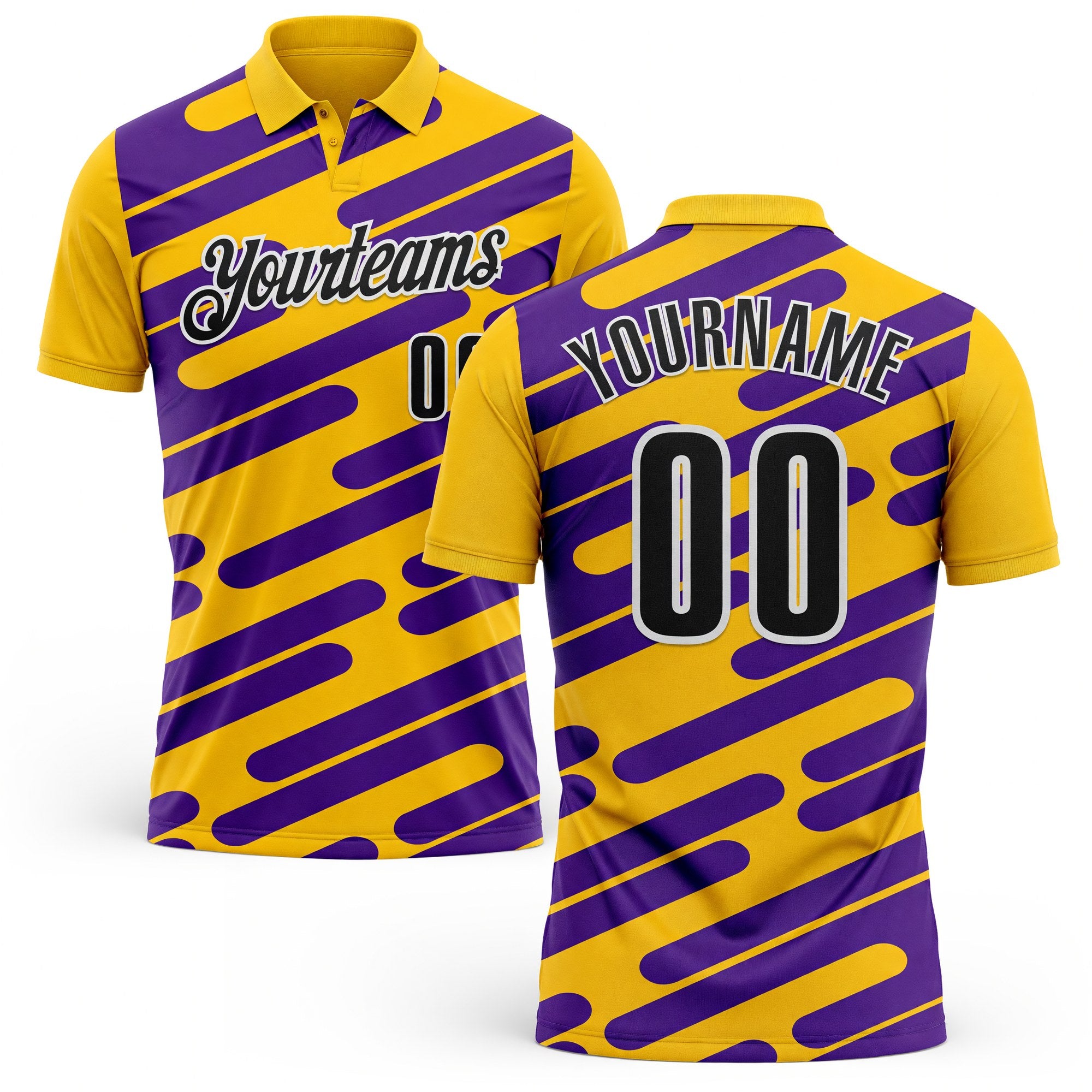 Custom Yellow Black Purple-White Esports Performance Polo Shirt