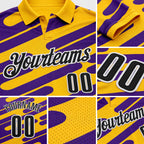 Custom Yellow Black Purple-White Esports Performance Polo Shirt detail