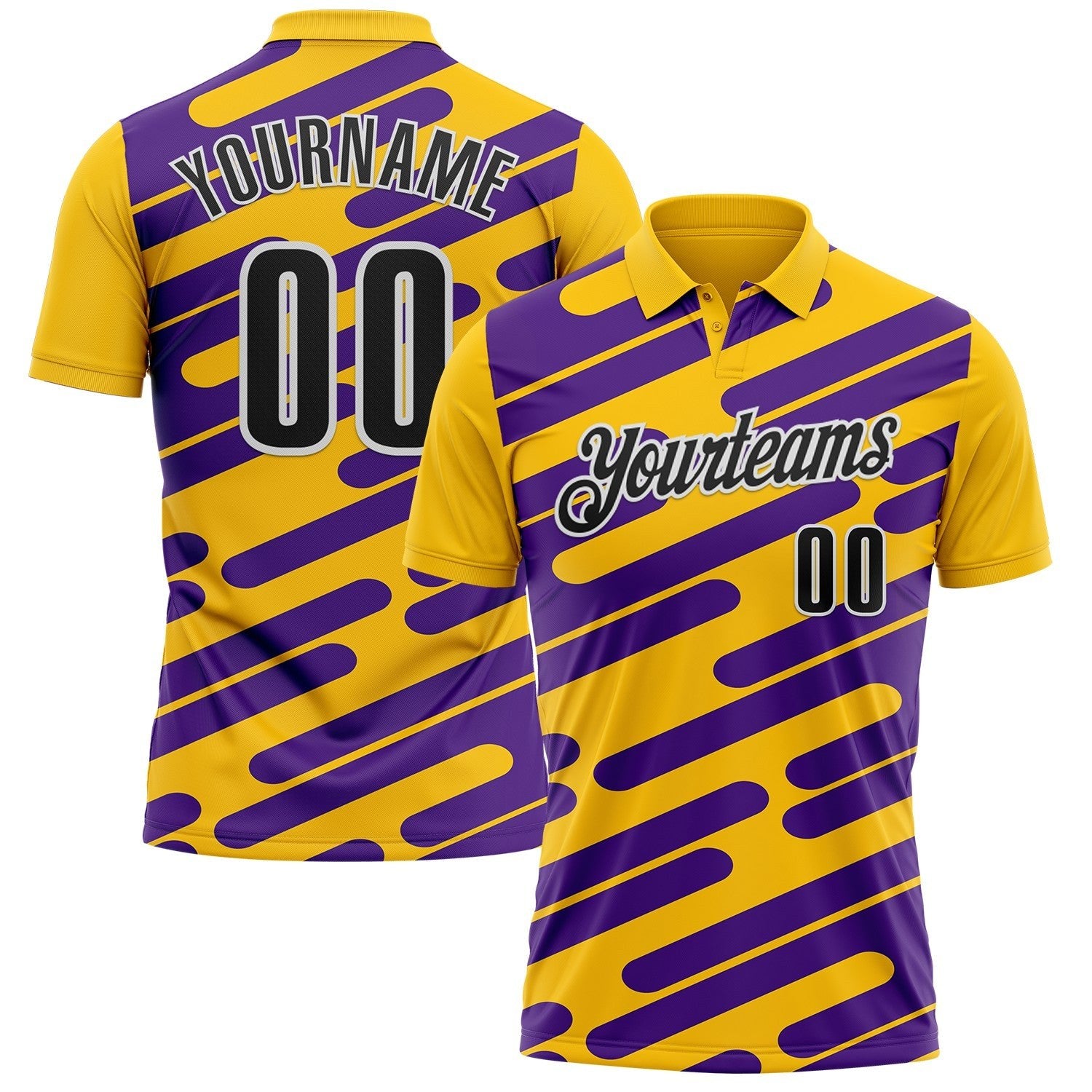 Custom Yellow Black Purple-White Esports Performance Polo Shirt photo 1