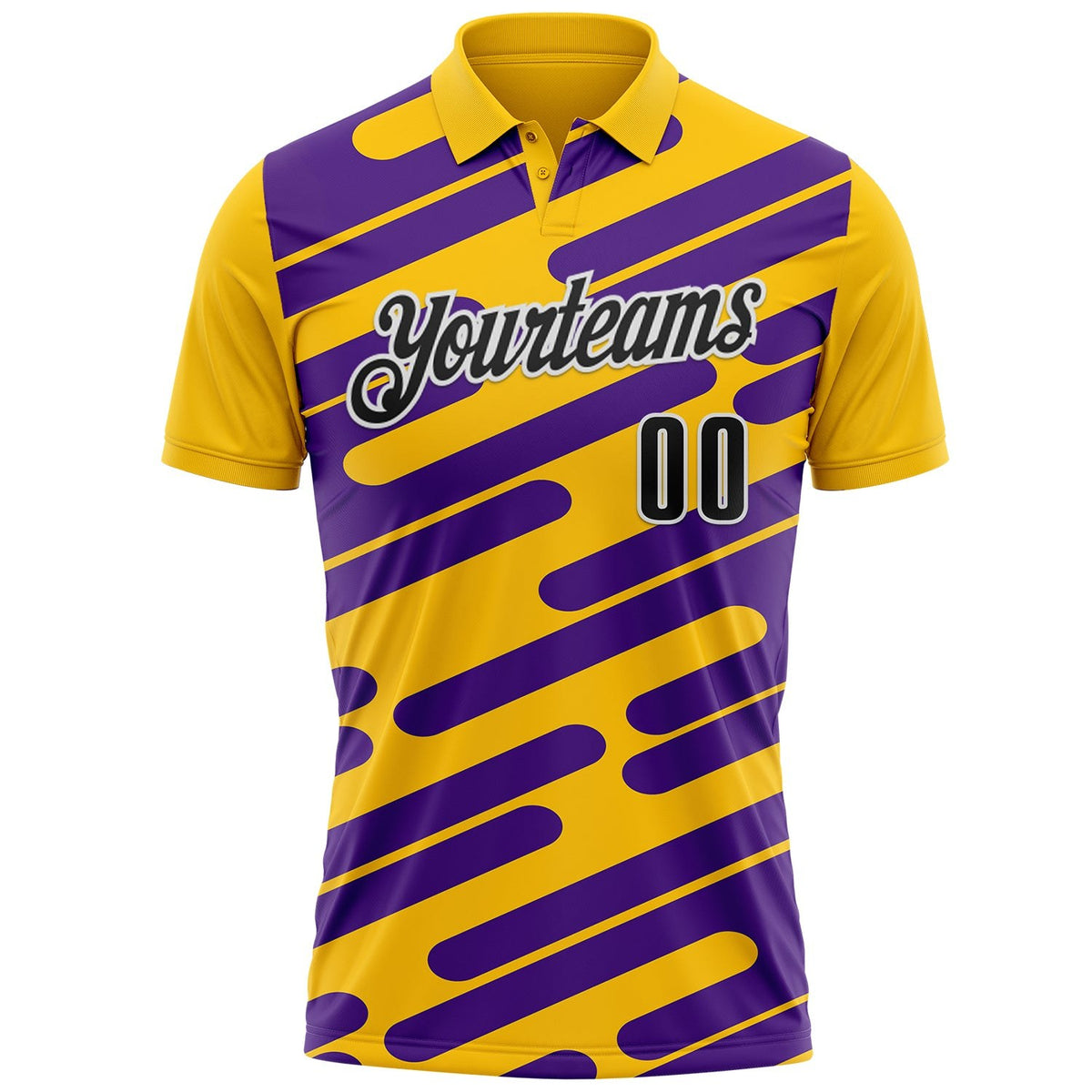 Custom Yellow Black Purple-White Esports Performance Polo Shirt photo 2
