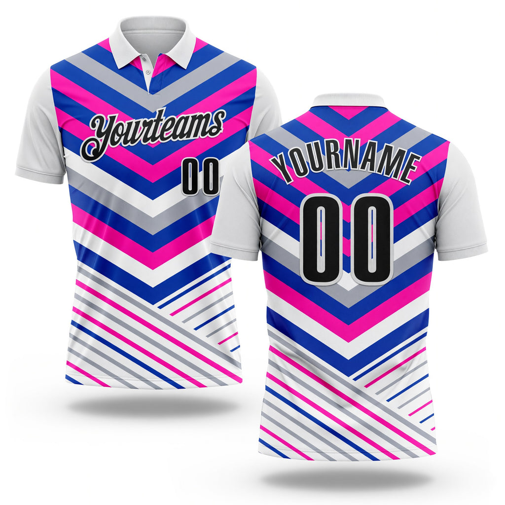 Custom White Black Thunder Blue Gray-Pink Esports Performance Polo Shirt