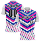Custom White Black Thunder Blue Gray-Pink Esports Performance Polo Shirt photo 1