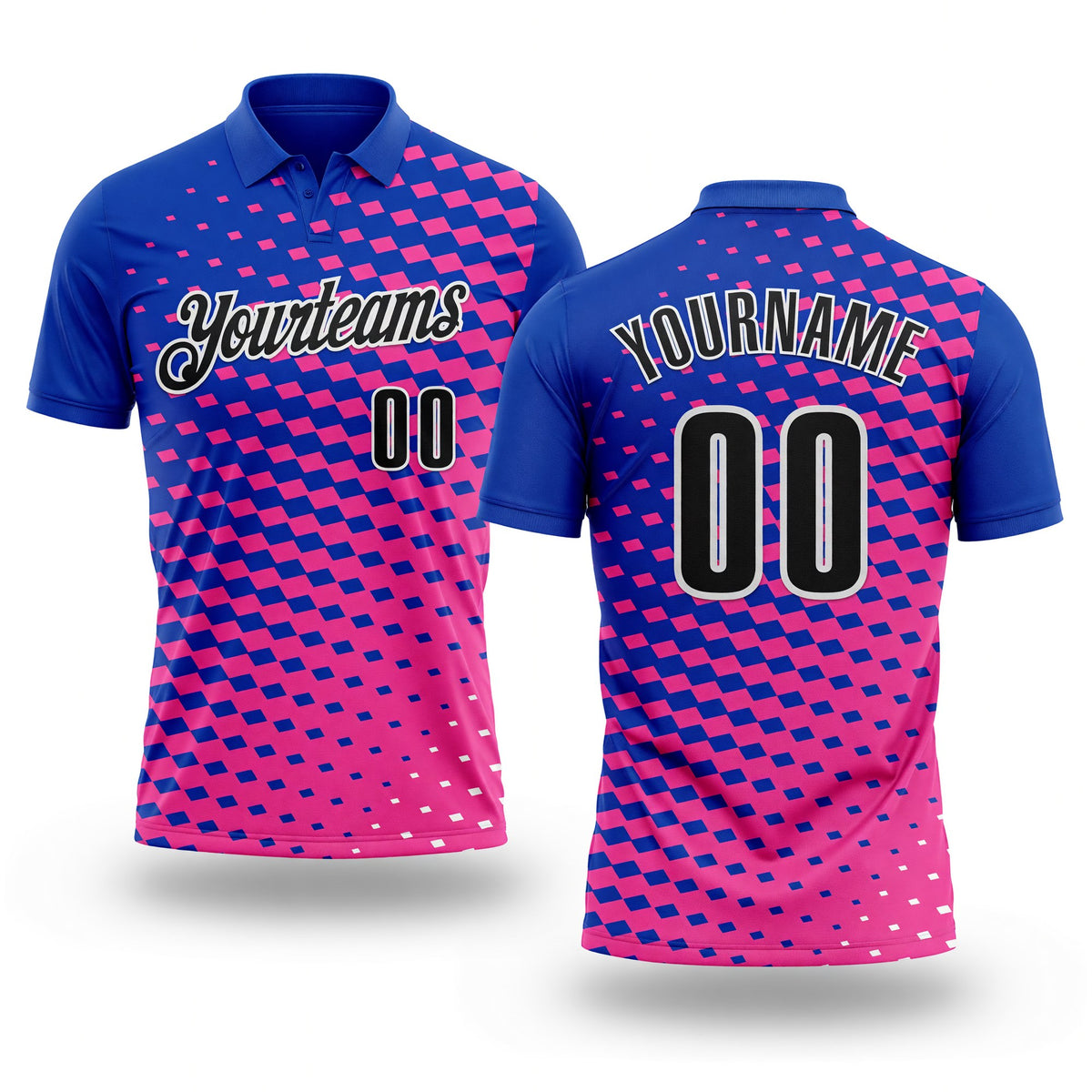 Custom Thunder Blue Black Pink-White Esports Performance Polo Shirt