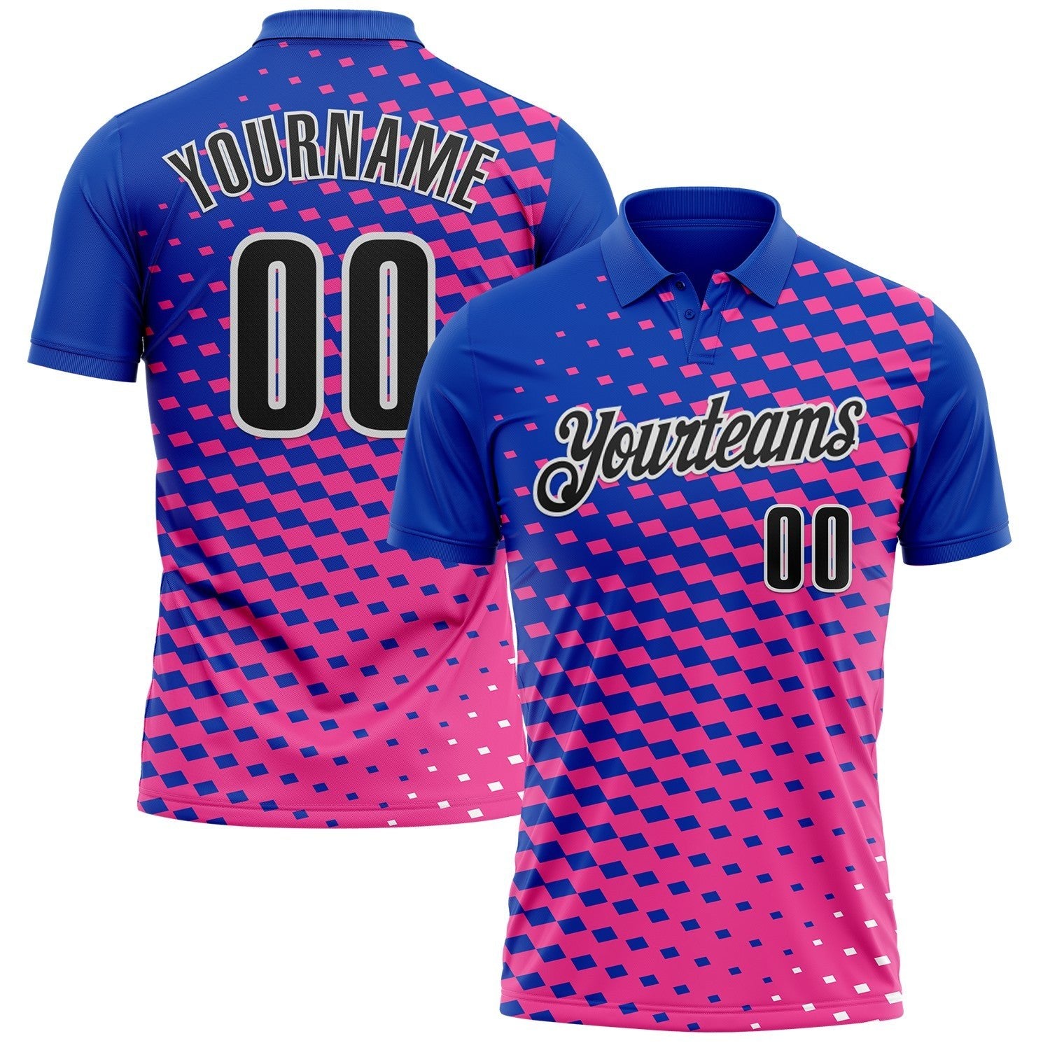 Custom Thunder Blue Black Pink-White Esports Performance Polo Shirt photo 1