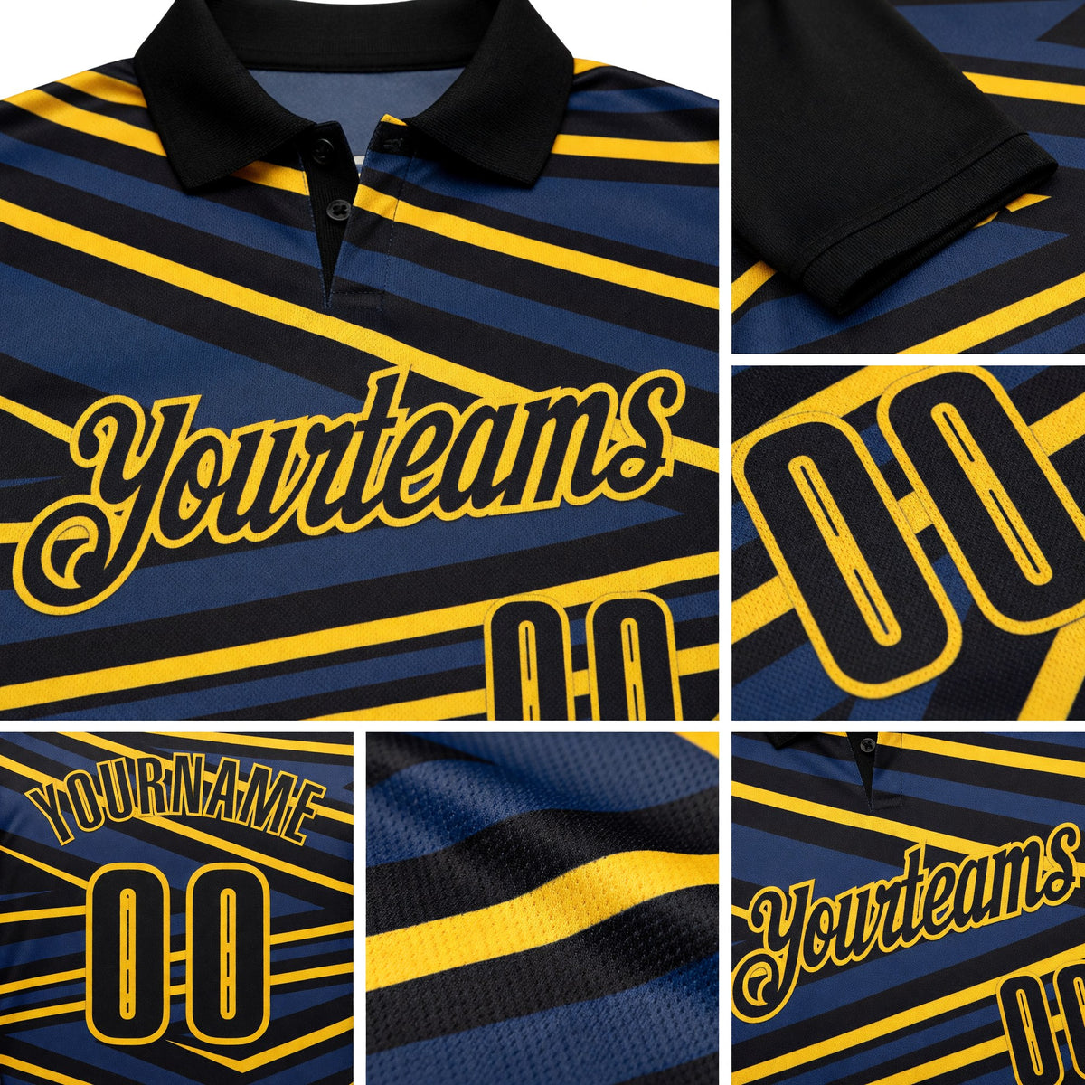Custom Black-Yellow Esports Performance Polo Shirt detail