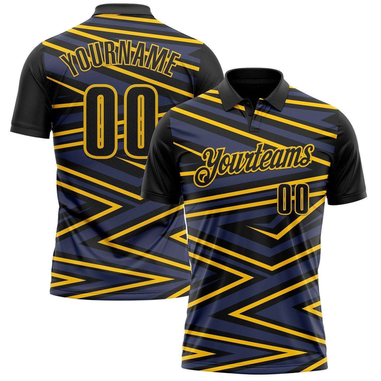Custom Black-Yellow Esports Performance Polo Shirt photo 1