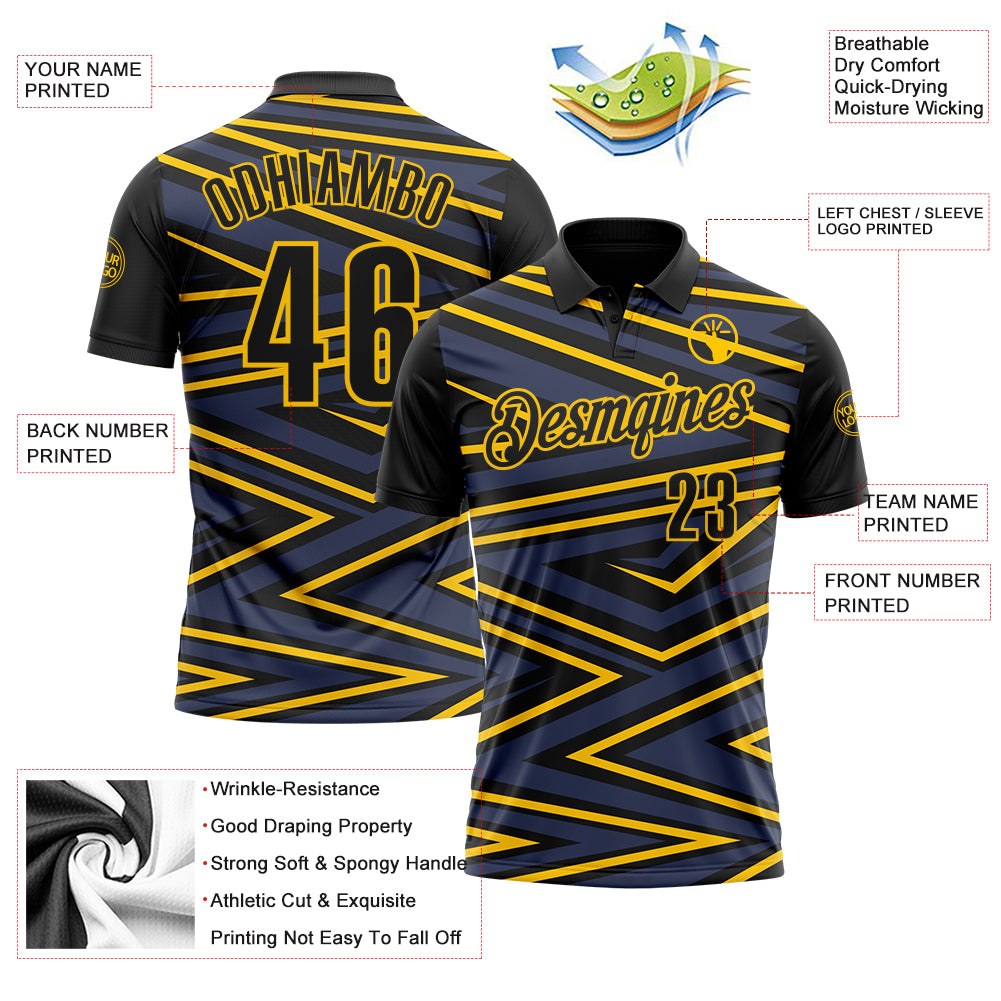 Custom Black-Yellow Esports Performance Polo Shirt photo 3