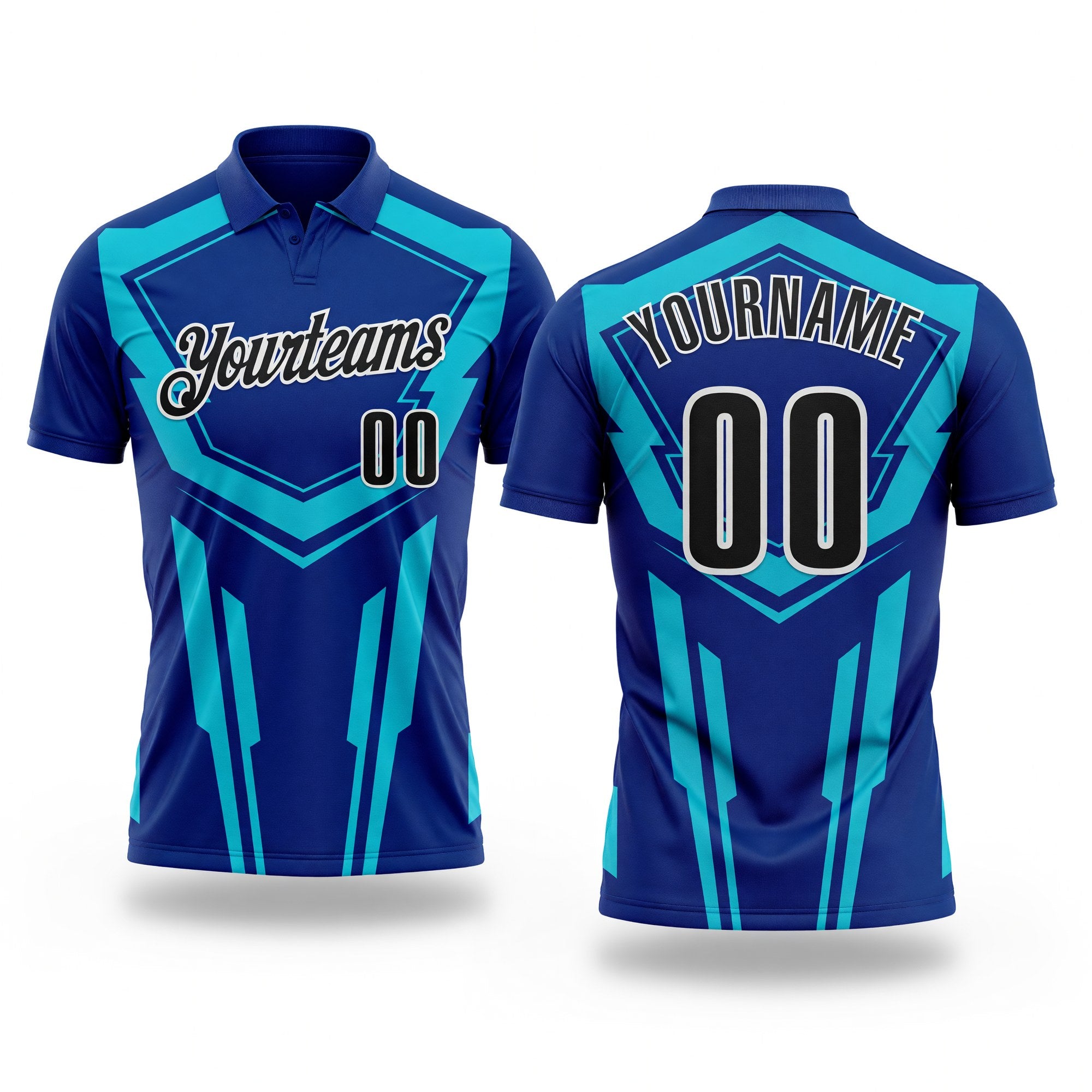 Custom Royal Black Lakes Blue-White Esports Performance Polo Shirt