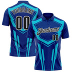 Custom Royal Black Lakes Blue-White Esports Performance Polo Shirt photo 1
