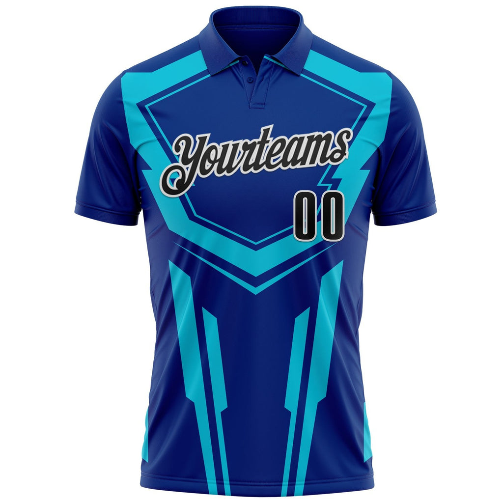 Custom Royal Black Lakes Blue-White Esports Performance Polo Shirt photo 2